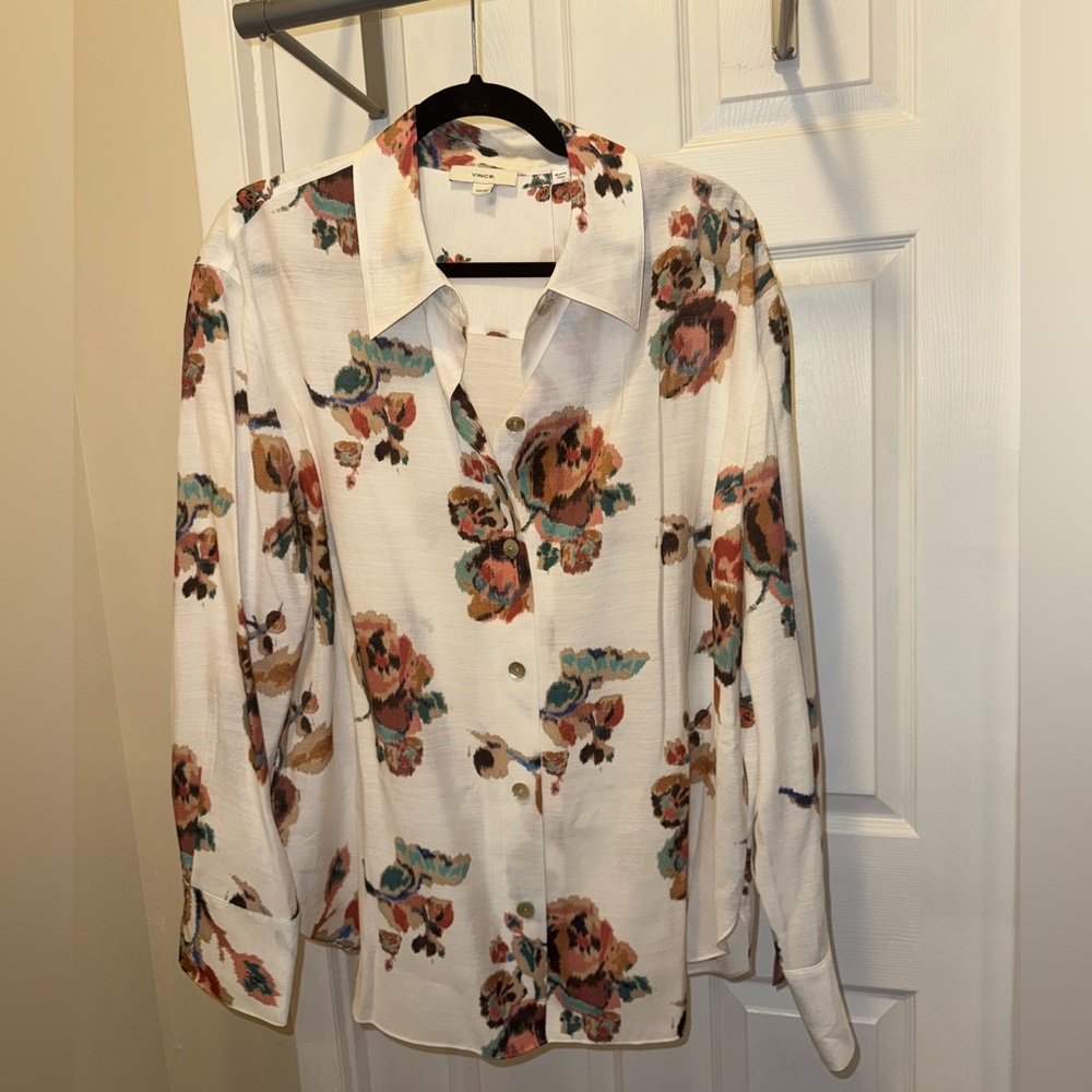 NWT Vince Floral Ikat Blouse